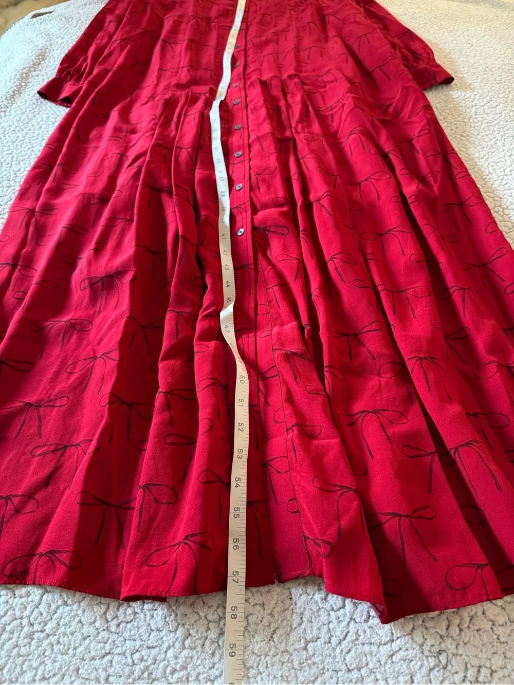 J.Crew Red Drapey Pleated Shirt-Dress in Bow Print Size 16